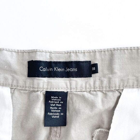 Calvin Klean Jeans Mens Casual Chino Cargo Shorts Multiple Pockets Tan Size 38 - Picture 3 of 9